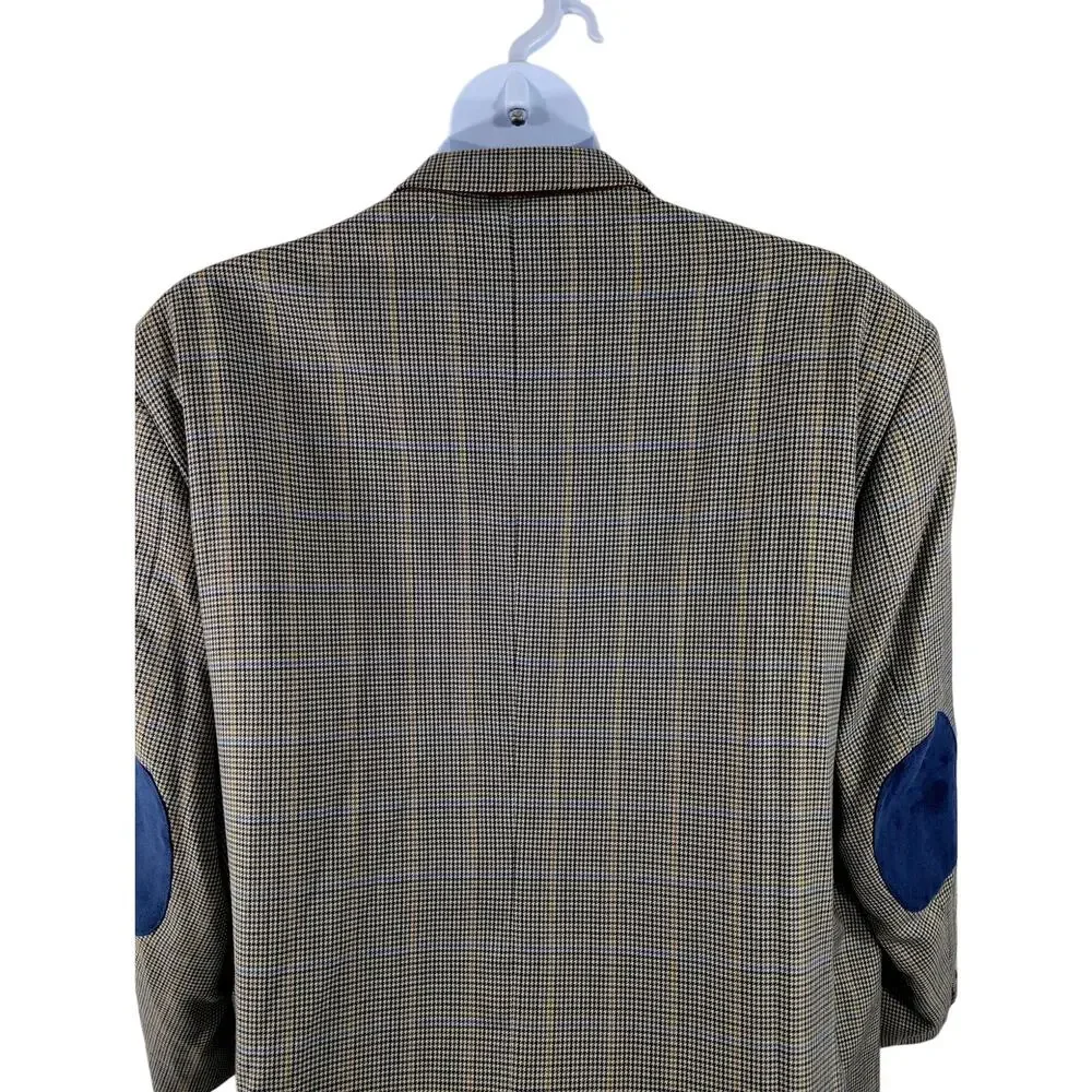 NWOT! AFAZZY! GORGEOUS BLACK, CREAM, GOLDEN TAN, BLUE MICROPLAID JACKET! 54R